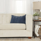 14" x 26" Navy Botanical Pattern Embroidered Lumbar Pillow - Homeroots - Flyclothing LLC