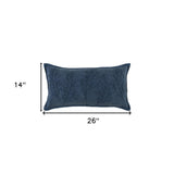 14" x 26" Navy Botanical Pattern Embroidered Lumbar Pillow - Homeroots - Flyclothing LLC