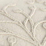 Beige Botanical Pattern Embroidered Lumbar Pillow - Homeroots - Flyclothing LLC
