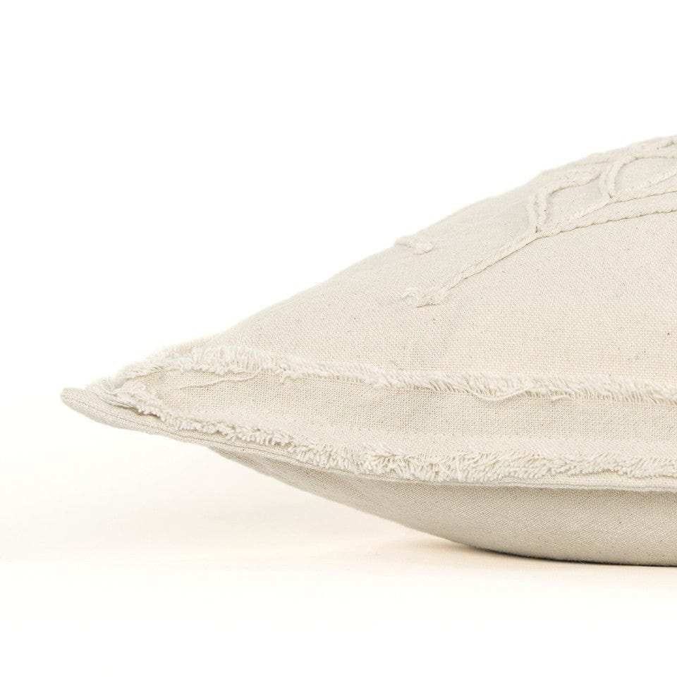 Beige Botanical Pattern Embroidered Lumbar Pillow - Homeroots - Flyclothing LLC