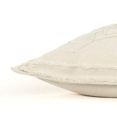Beige Botanical Pattern Embroidered Lumbar Pillow - Homeroots