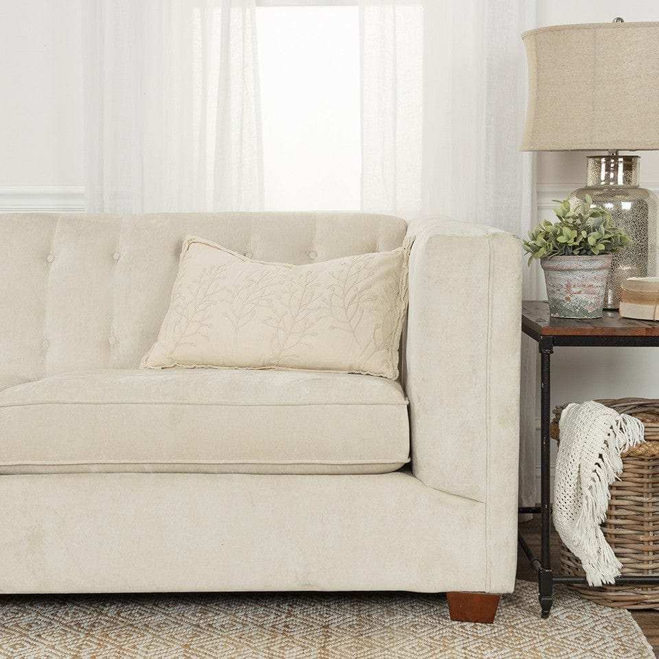 Beige Botanical Pattern Embroidered Lumbar Pillow - Homeroots - Flyclothing LLC