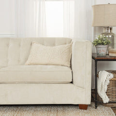 Beige Botanical Pattern Embroidered Lumbar Pillow - Homeroots