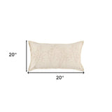Beige Botanical Pattern Embroidered Lumbar Pillow - Homeroots - Flyclothing LLC