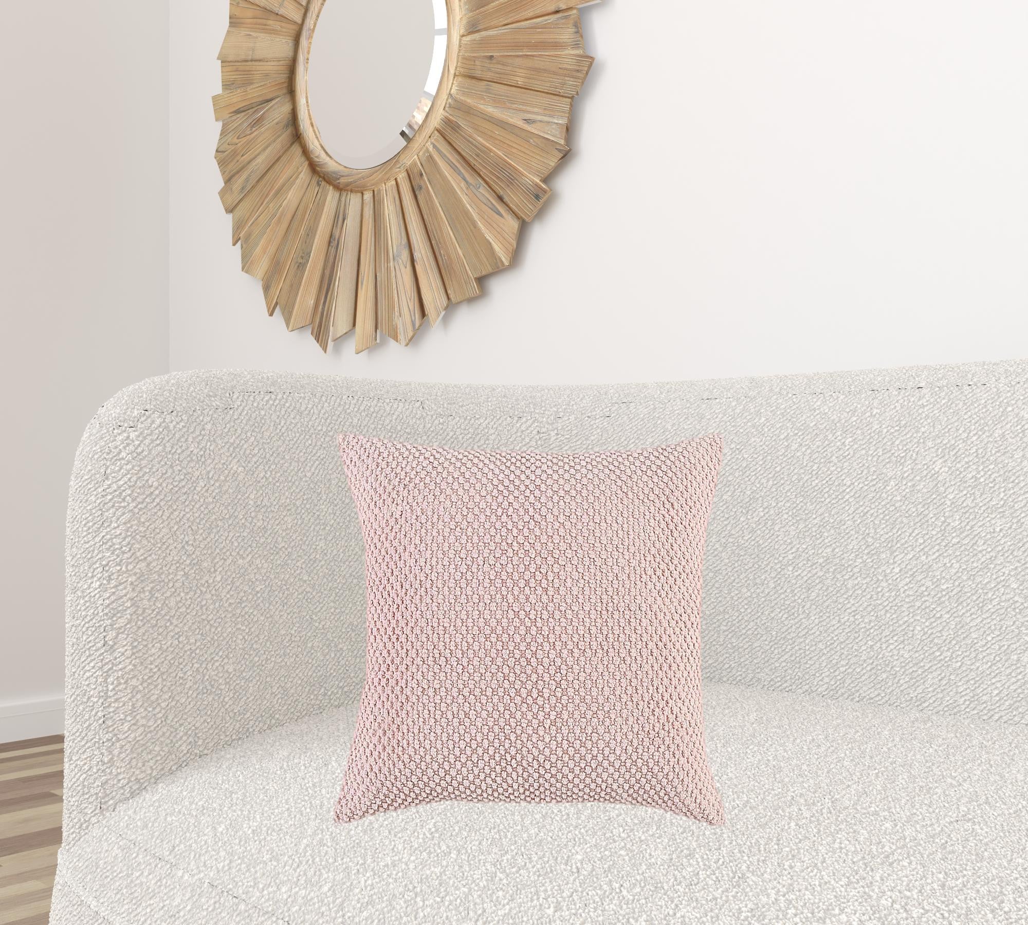 Blush Pink Nubby Textured Modern Throw Pillow