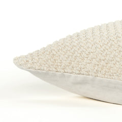 20" Natural Beige Nubby Textured Modern Throw Pillow