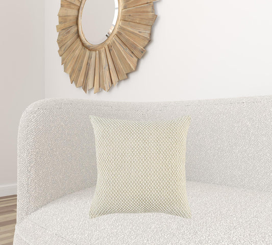 20" Natural Beige Nubby Textured Modern Throw Pillow