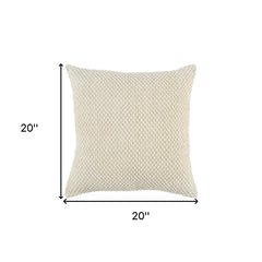20" Natural Beige Nubby Textured Modern Throw Pillow