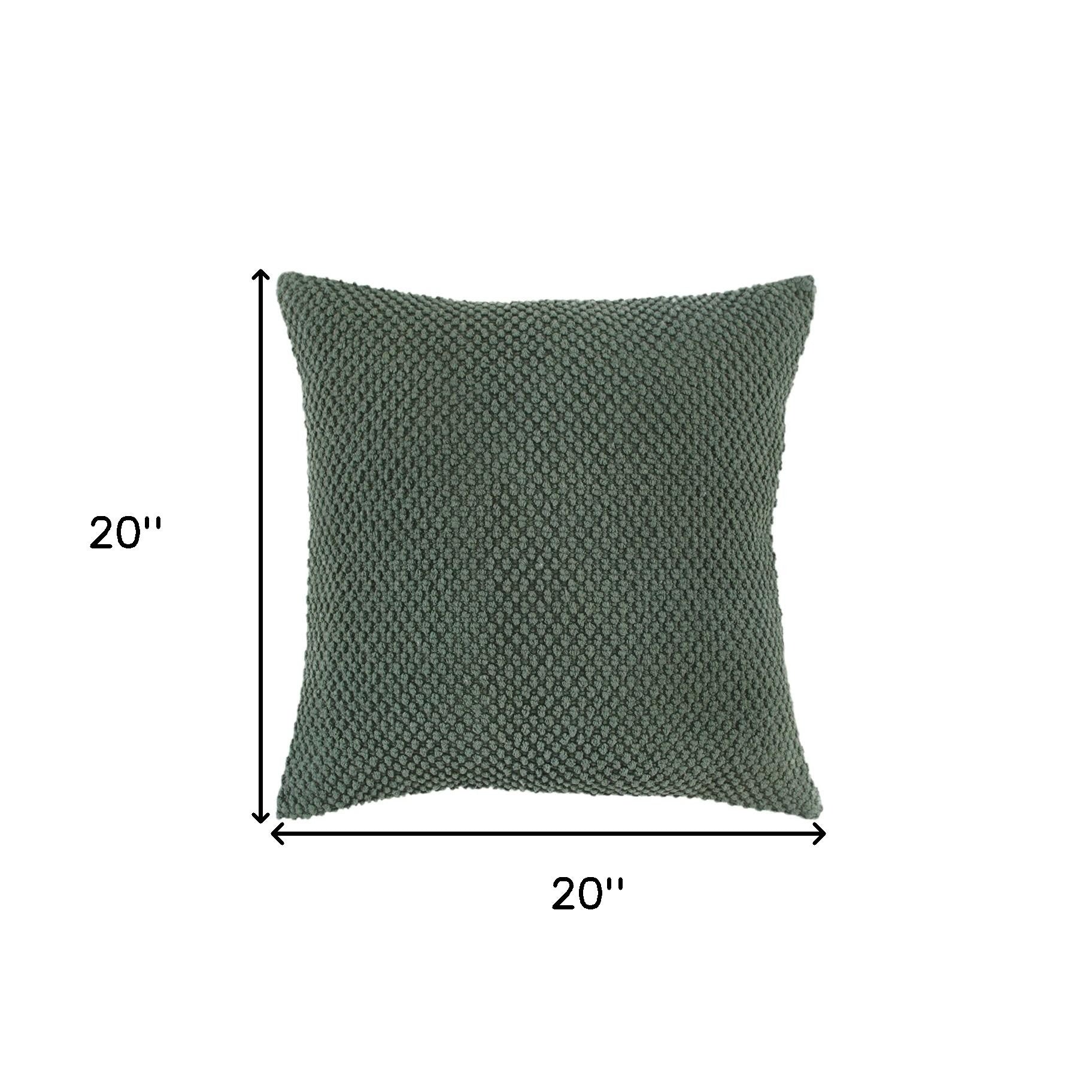 20" Olive Green Cotton Throw Pillow
