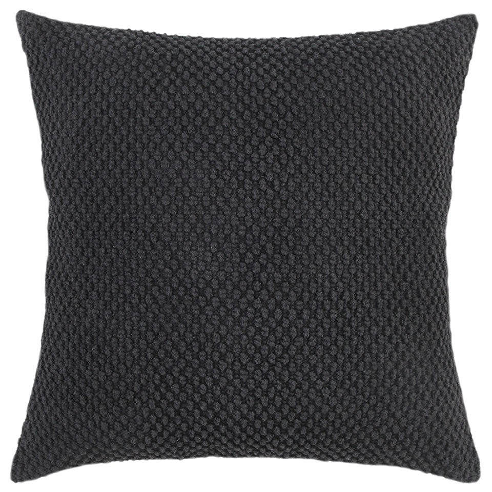20" Black Nubby Textured Modern Throw Pillow
