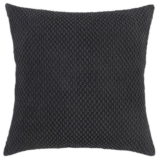 20" Black Nubby Textured Modern Throw Pillow