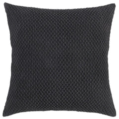 20" Black Nubby Textured Modern Throw Pillow