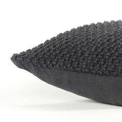 20" Black Nubby Textured Modern Throw Pillow