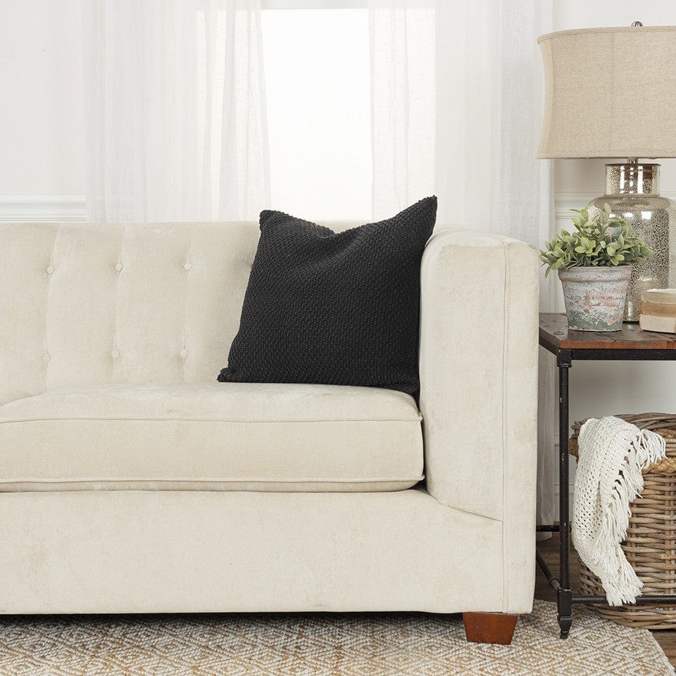 20" Black Nubby Textured Modern Throw Pillow - Homeroots - Flyclothing LLC
