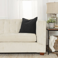 20" Black Nubby Textured Modern Throw Pillow