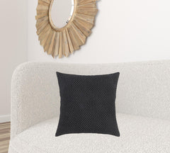 20" Black Nubby Textured Modern Throw Pillow