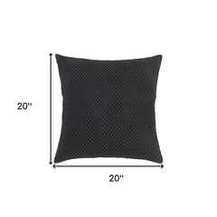 20" Black Nubby Textured Modern Throw Pillow