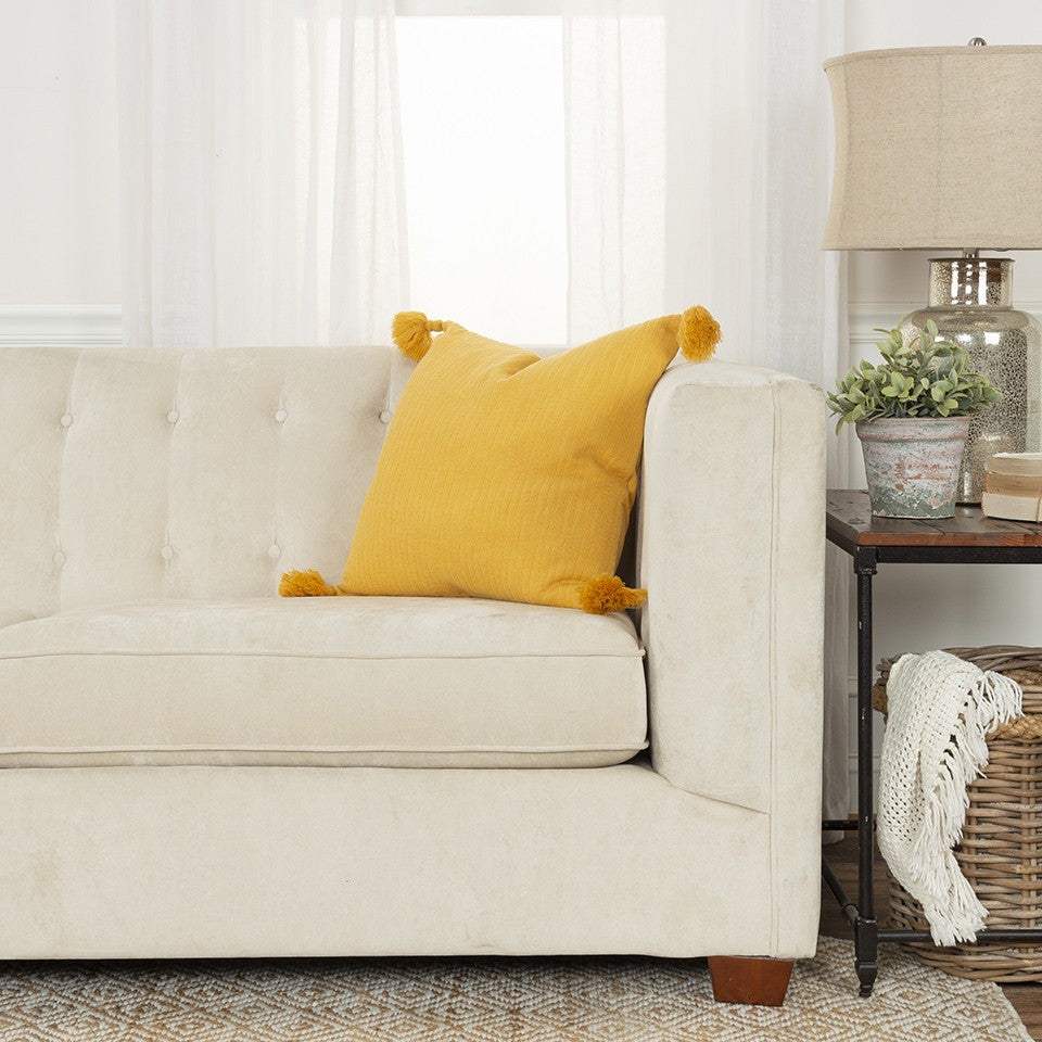 Gold Solid Tonal Abstract Stripe Throw Pillow - Homeroots - Flyclothing LLC