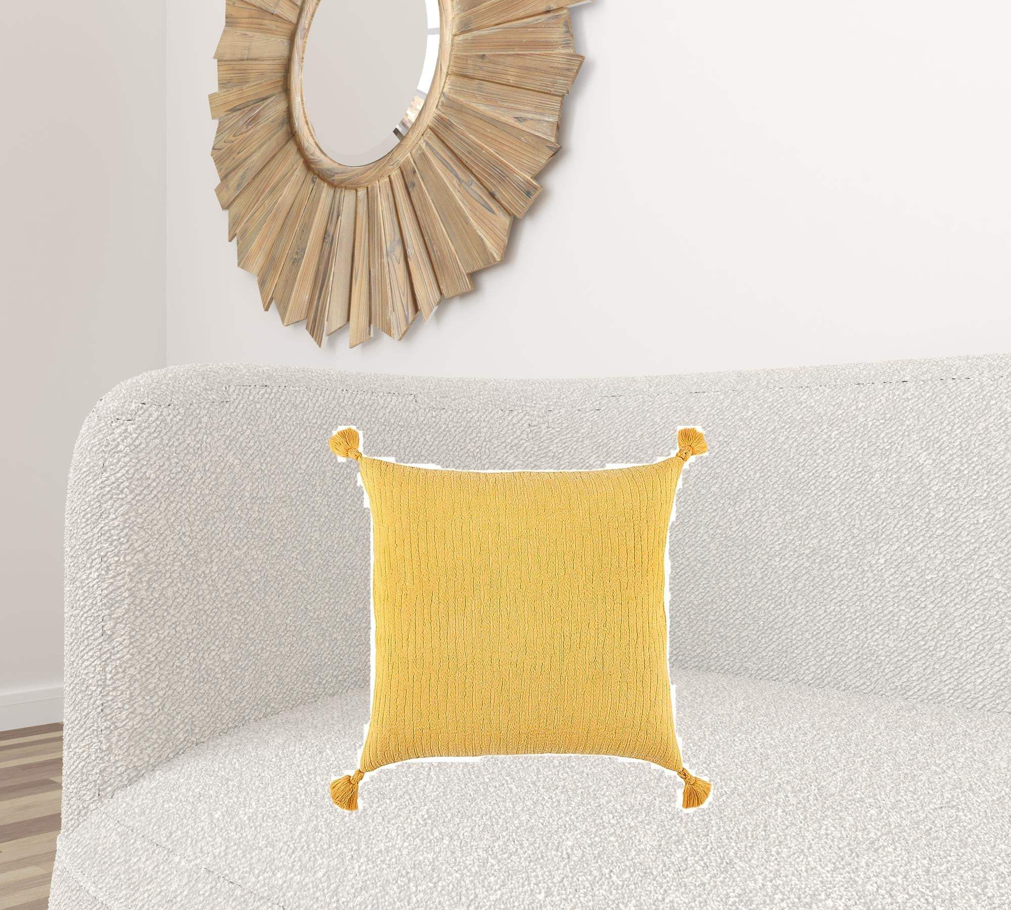 Gold Solid Tonal Abstract Stripe Throw Pillow - Homeroots - Flyclothing LLC