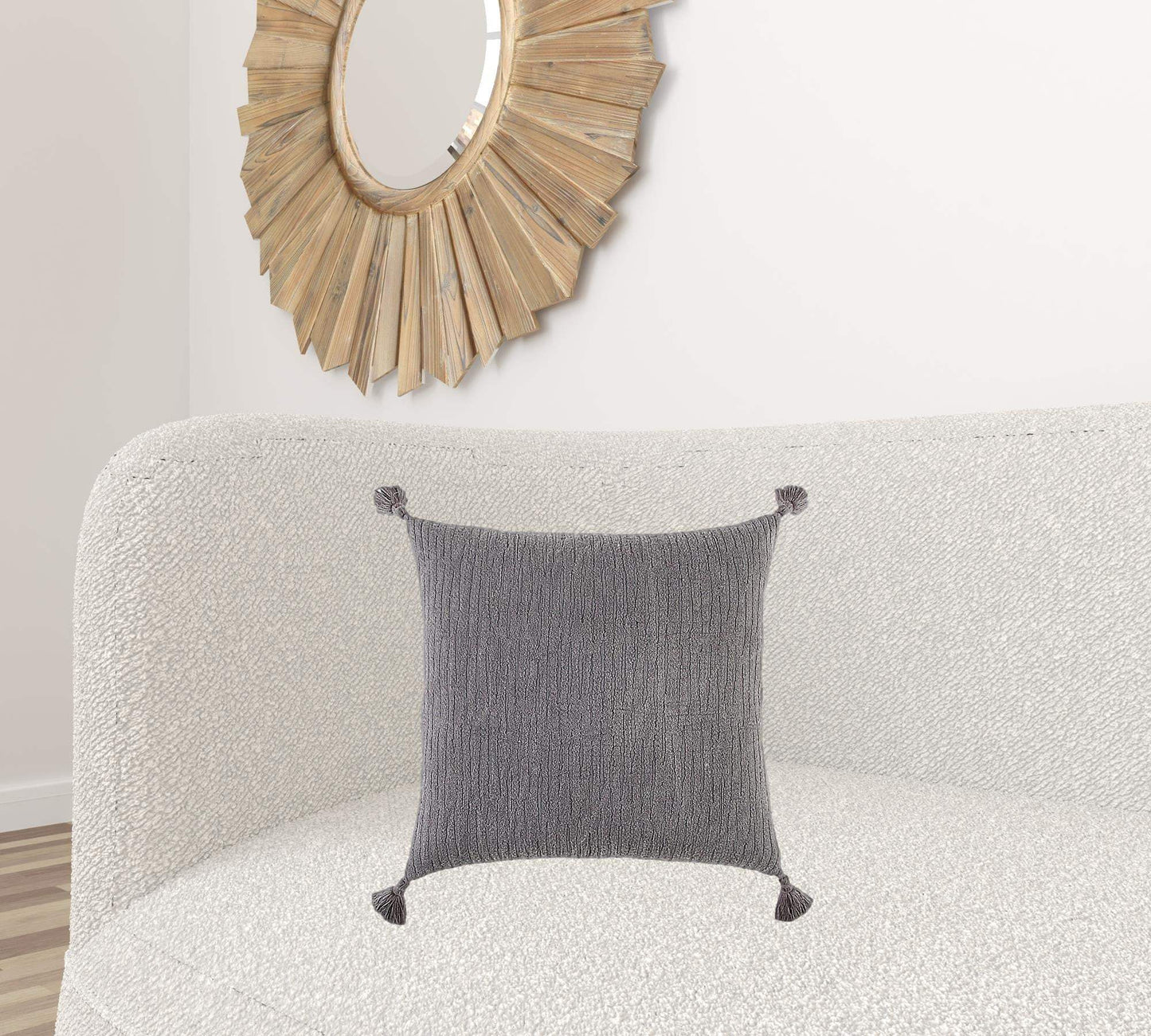 Gray Solid Tonal Abstract Stripe Throw Pillow - Homeroots - Flyclothing LLC