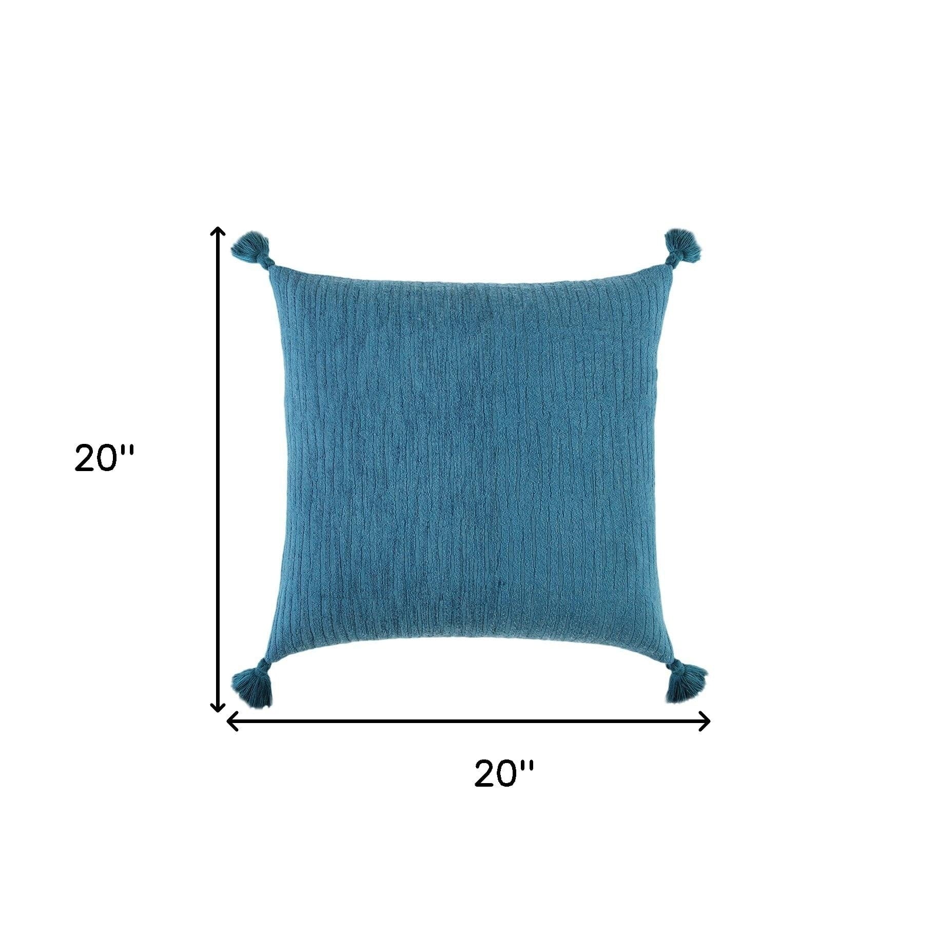 Teal Solid Tonal Abstract Stripe Throw Pillow