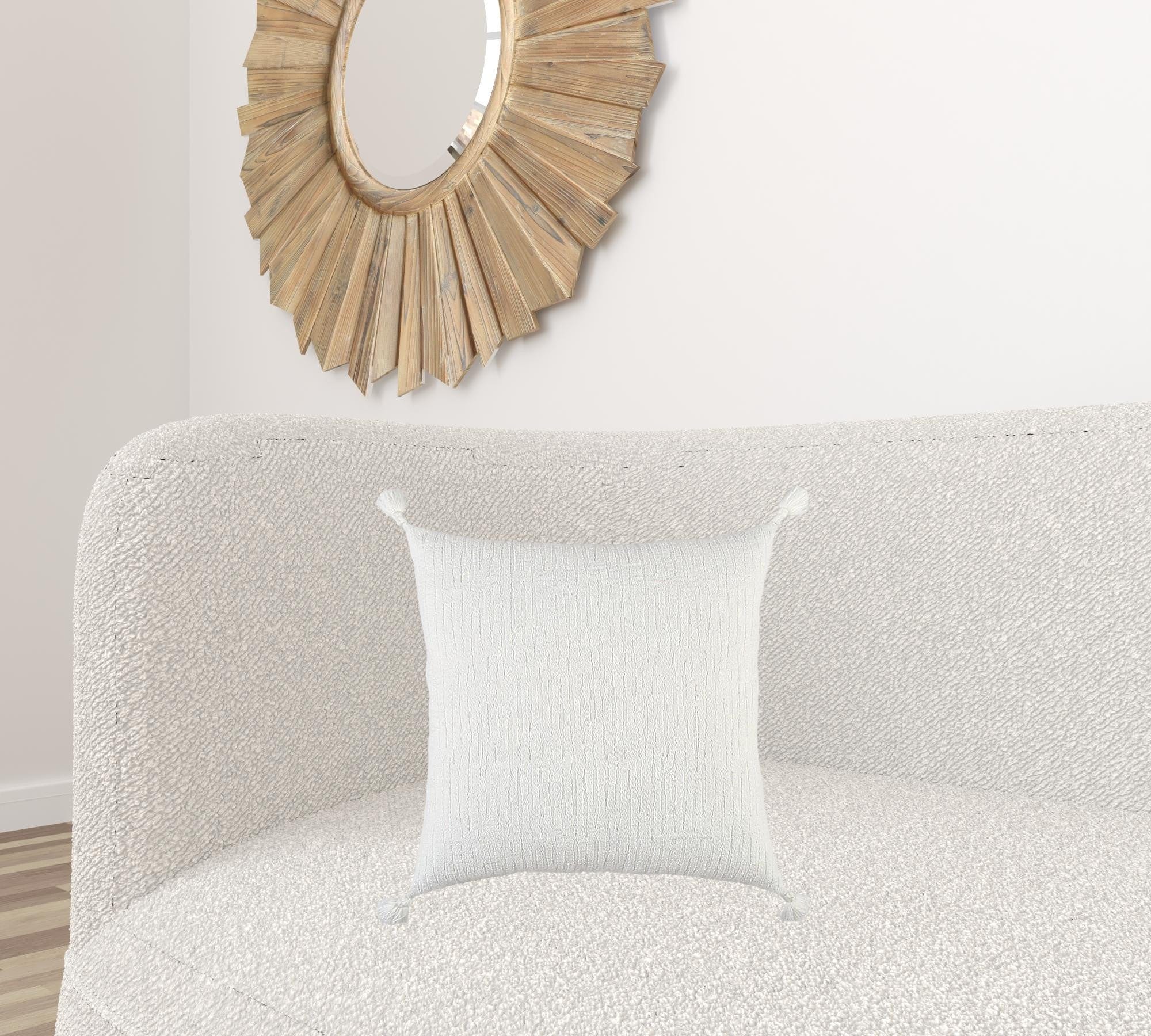 20" White Tonal Abstract Stripe Throw Pillow - Homeroots - Flyclothing LLC
