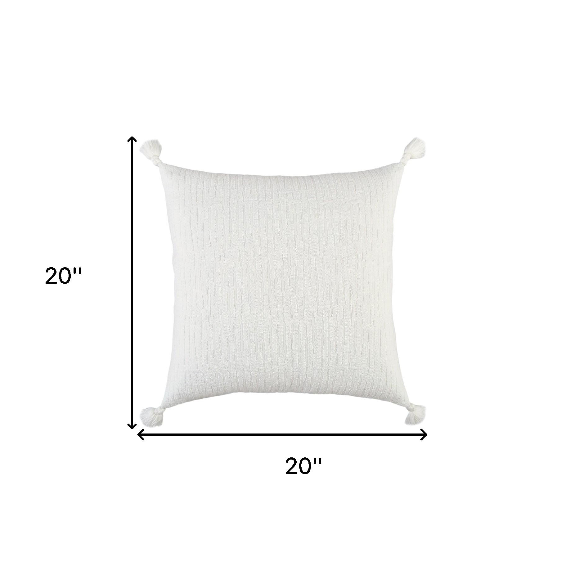 20" White Tonal Abstract Stripe Throw Pillow