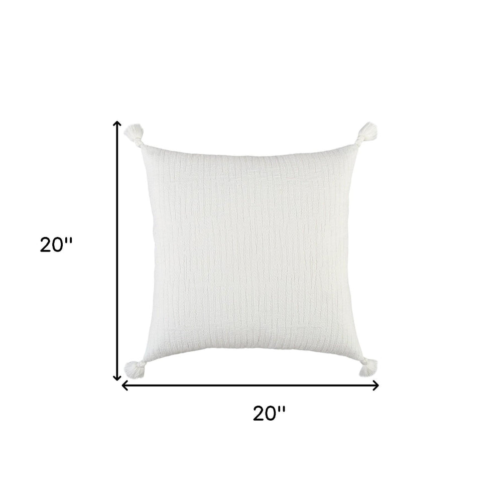 20" White Tonal Abstract Stripe Throw Pillow - Homeroots - Flyclothing LLC