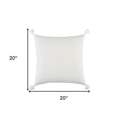 20" White Tonal Abstract Stripe Throw Pillow