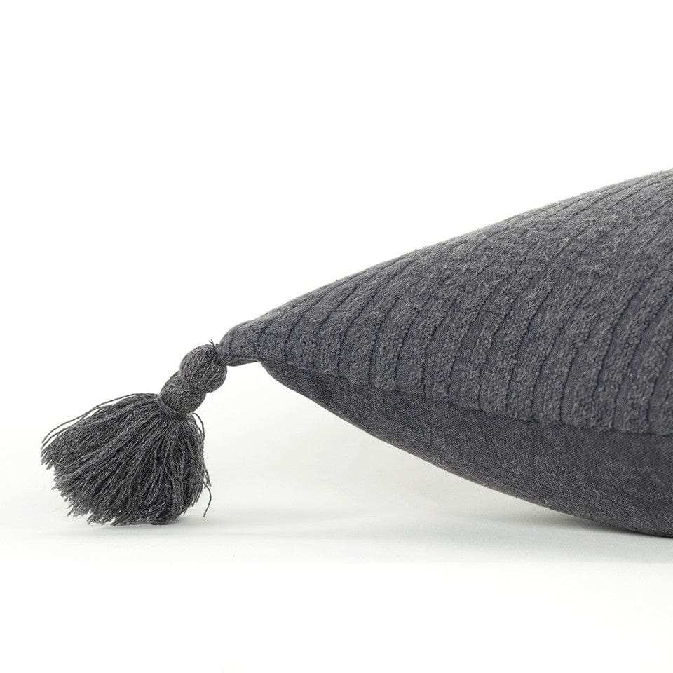 Black Solid Tonal Abstract Stripe Throw Pillow - Homeroots - Flyclothing LLC