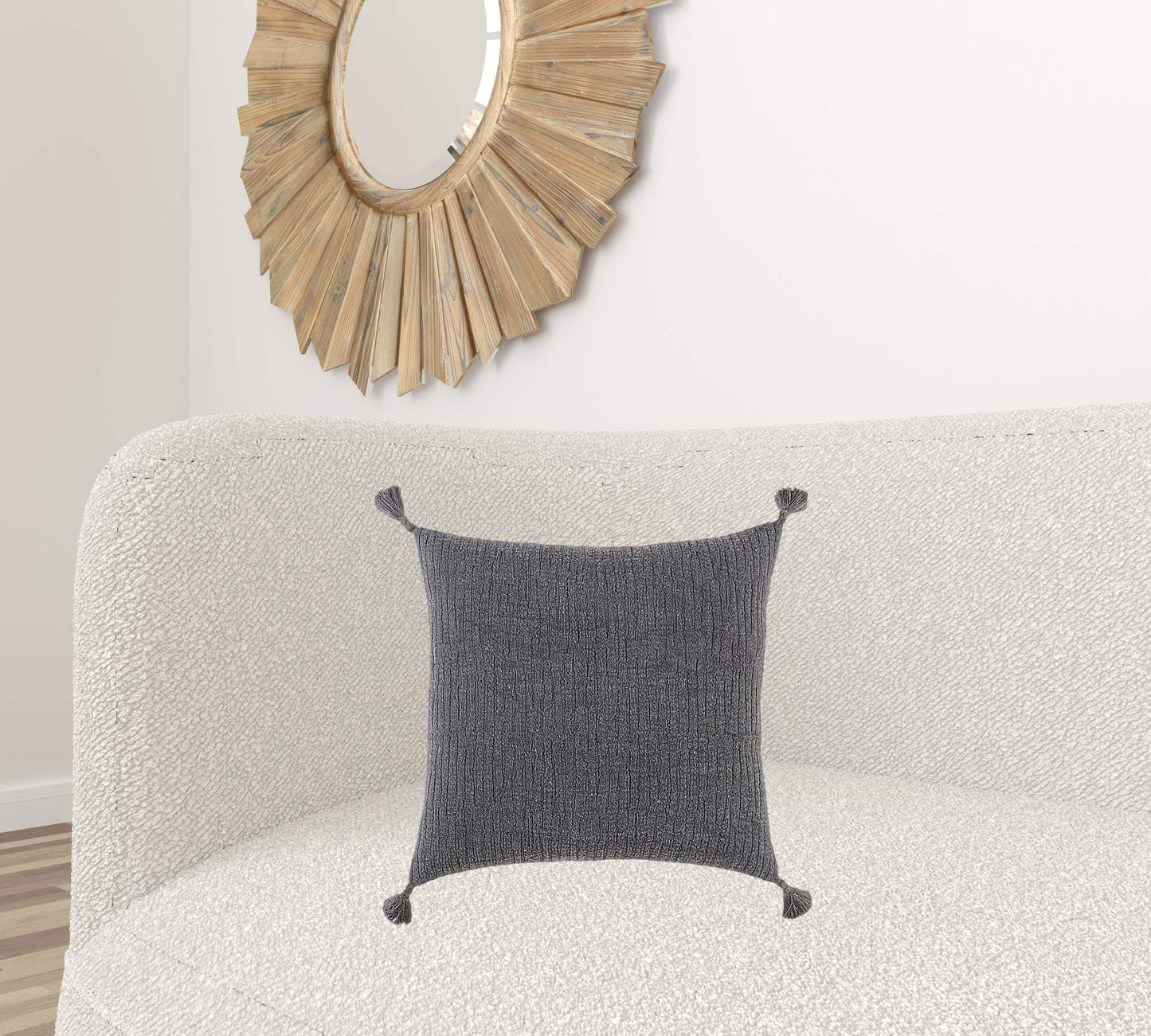 Black Solid Tonal Abstract Stripe Throw Pillow - Homeroots - Flyclothing LLC
