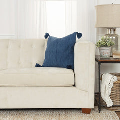 Navy Solid Tonal Abstract Stripe Throw Pillow - Homeroots