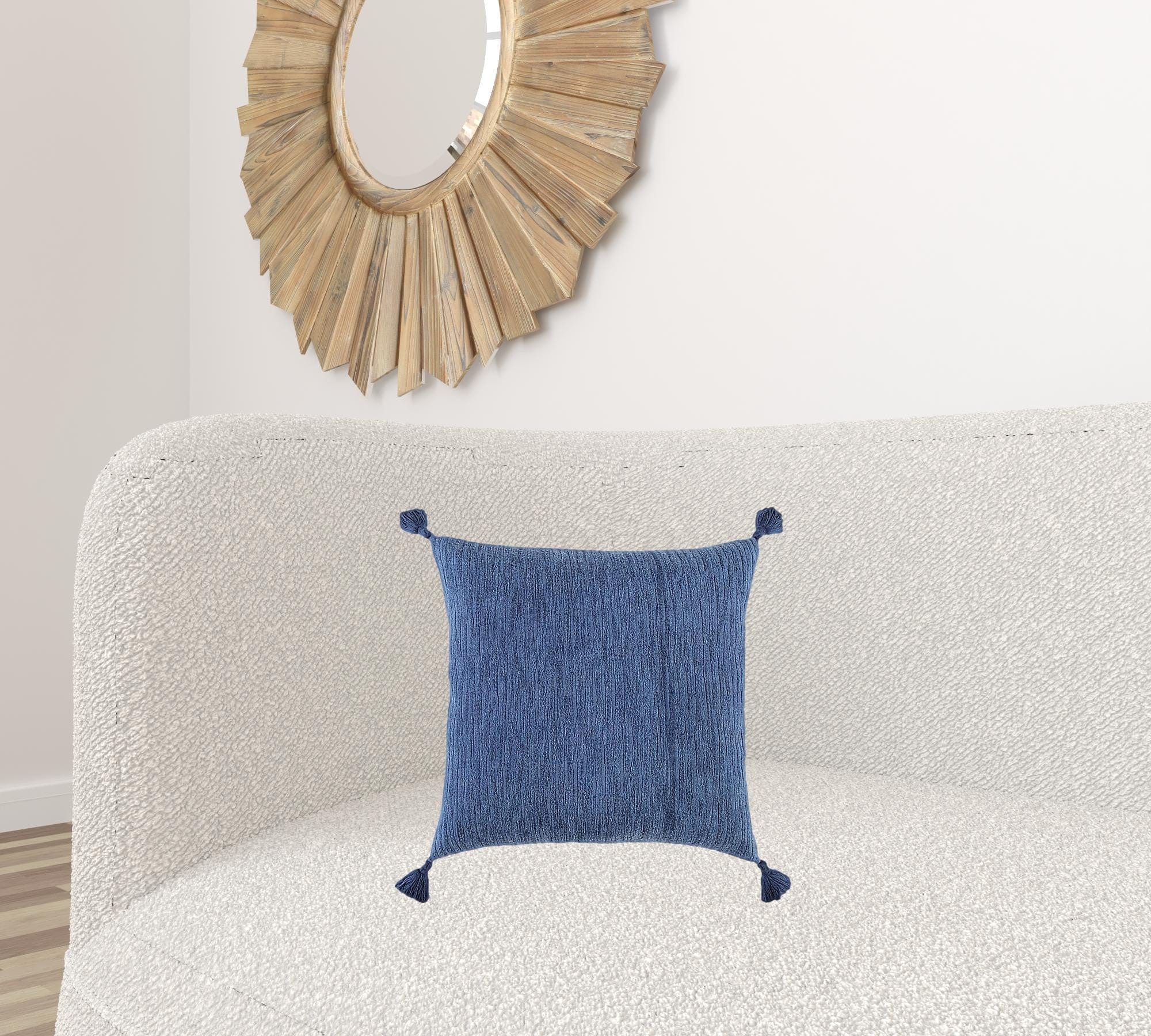 Navy Solid Tonal Abstract Stripe Throw Pillow - Homeroots