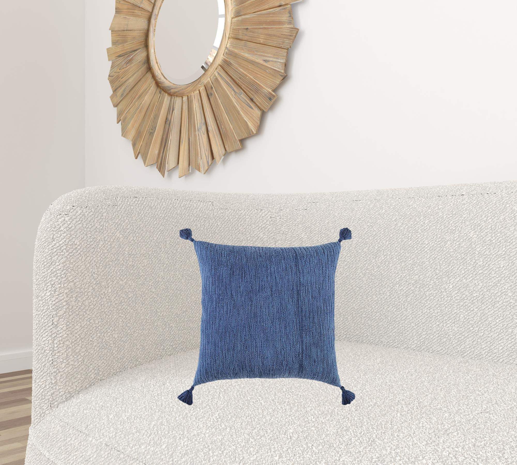 Navy Solid Tonal Abstract Stripe Throw Pillow - Homeroots - Flyclothing LLC