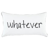 Black and White Whatever Embroidered Lumbar Pillow - Homeroots