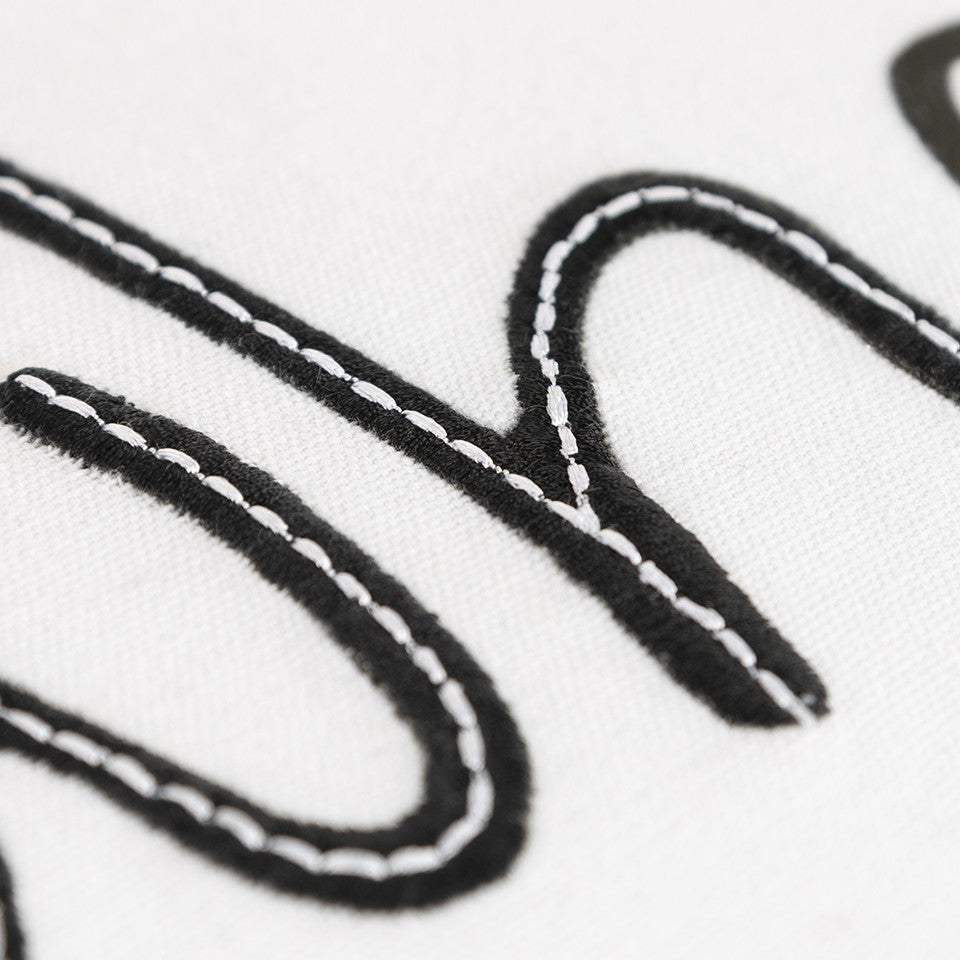 Black and White Whatever Embroidered Lumbar Pillow - Homeroots - Flyclothing LLC