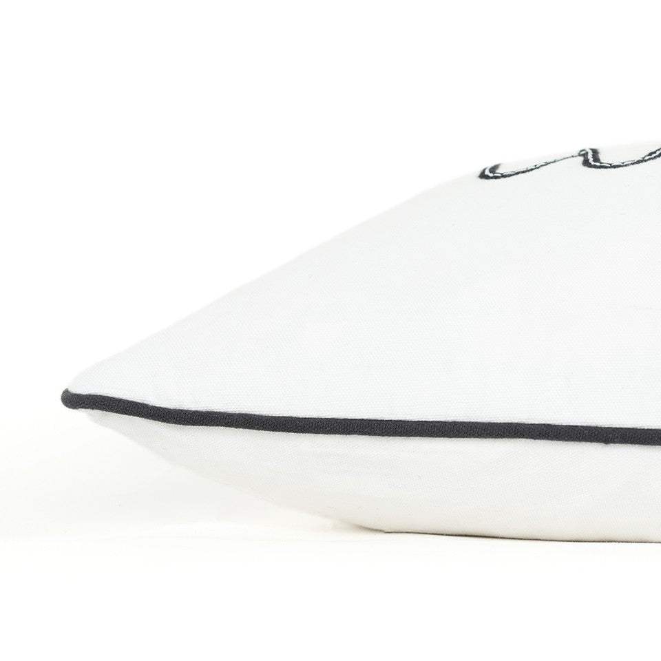 Black and White Whatever Embroidered Lumbar Pillow - Homeroots - Flyclothing LLC