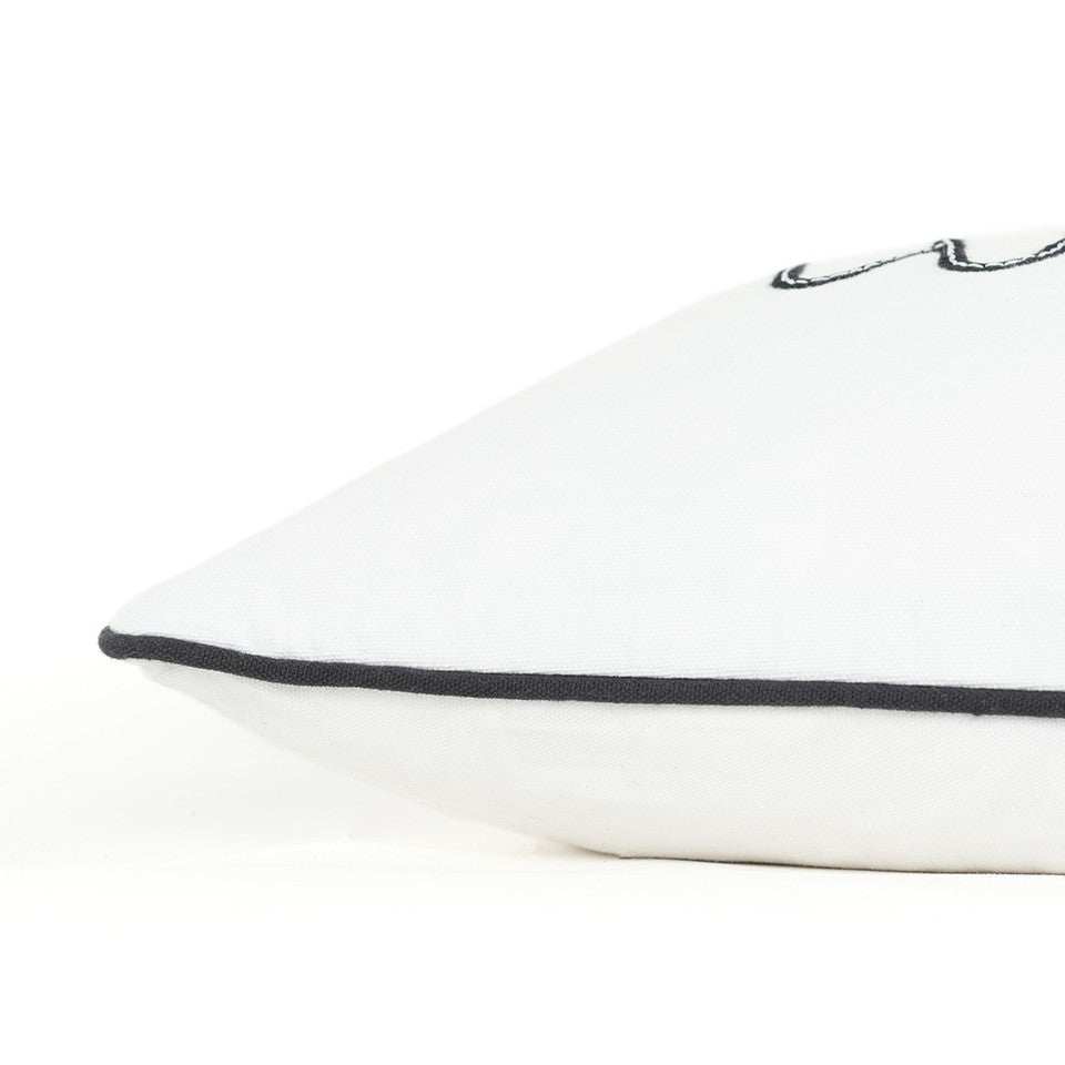 Black and White Whatever Embroidered Lumbar Pillow - Homeroots - Flyclothing LLC
