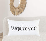 Black and White Whatever Embroidered Lumbar Pillow - Homeroots - Flyclothing LLC