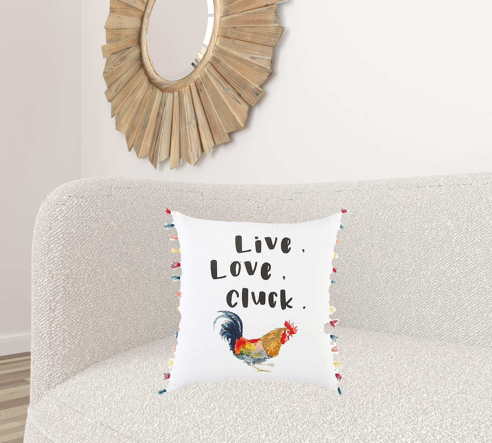 White Chicken Love Modern Throw Pillow - Homeroots - Flyclothing LLC