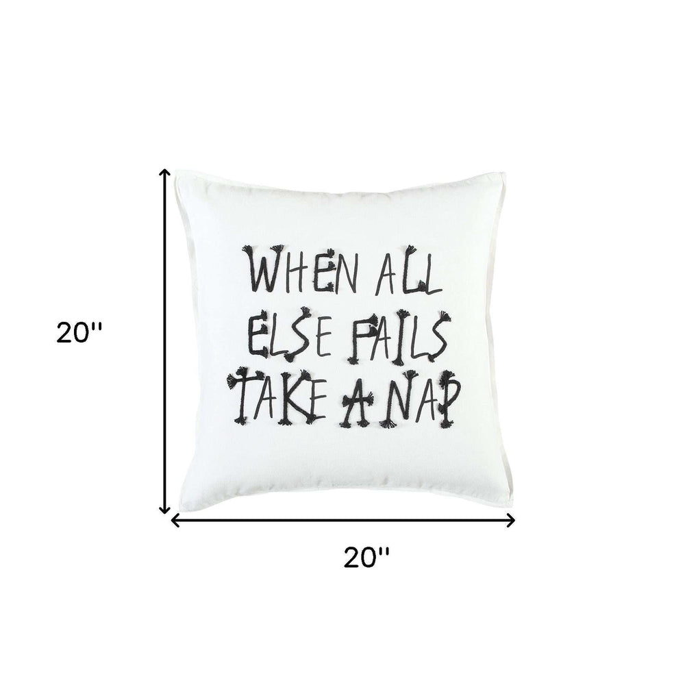 Black and White Take A Nap Throw Pillow - Homeroots - Flyclothing LLC