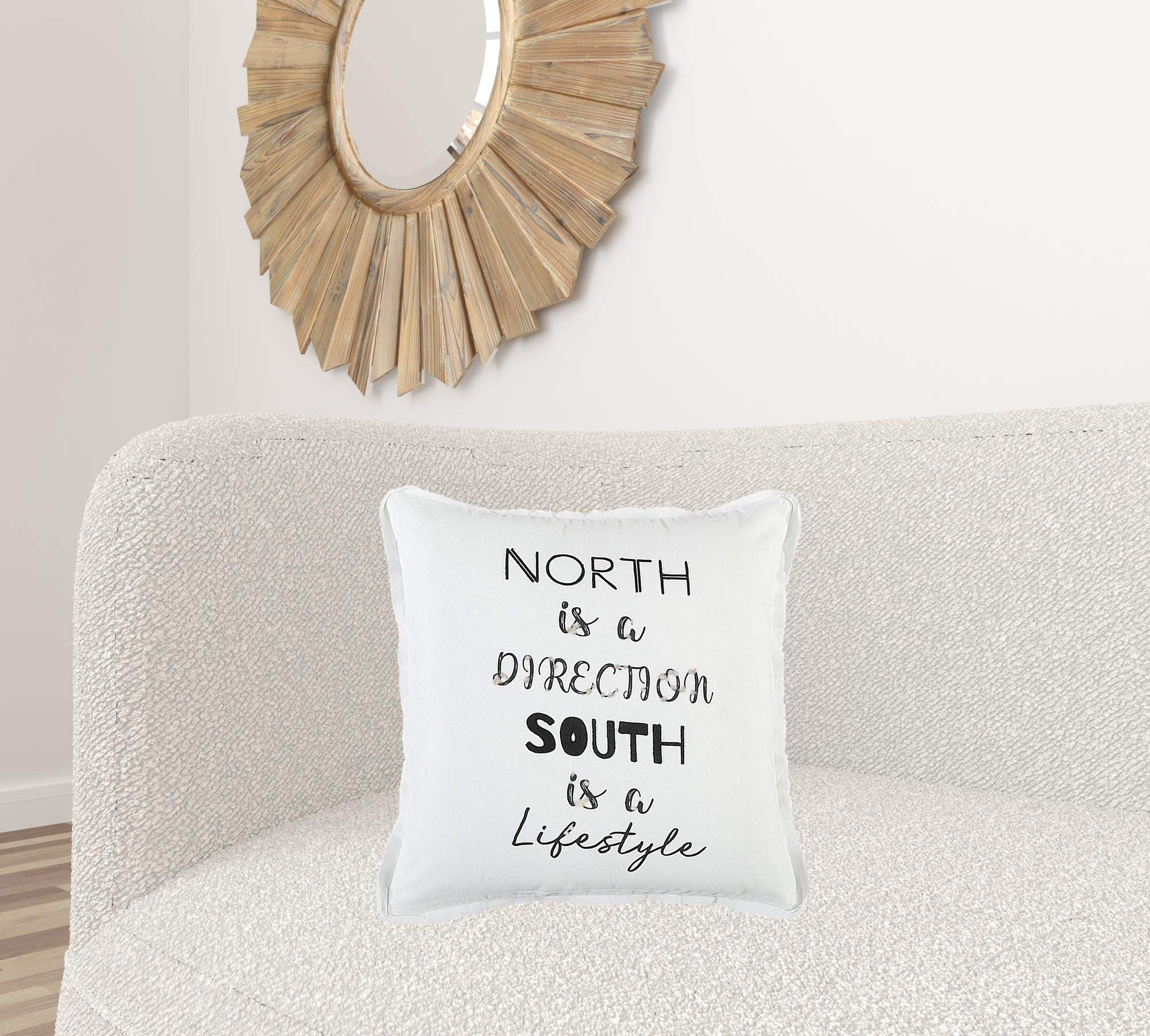 Black and White North South Font Play Throw Pillow - Homeroots - Flyclothing LLC