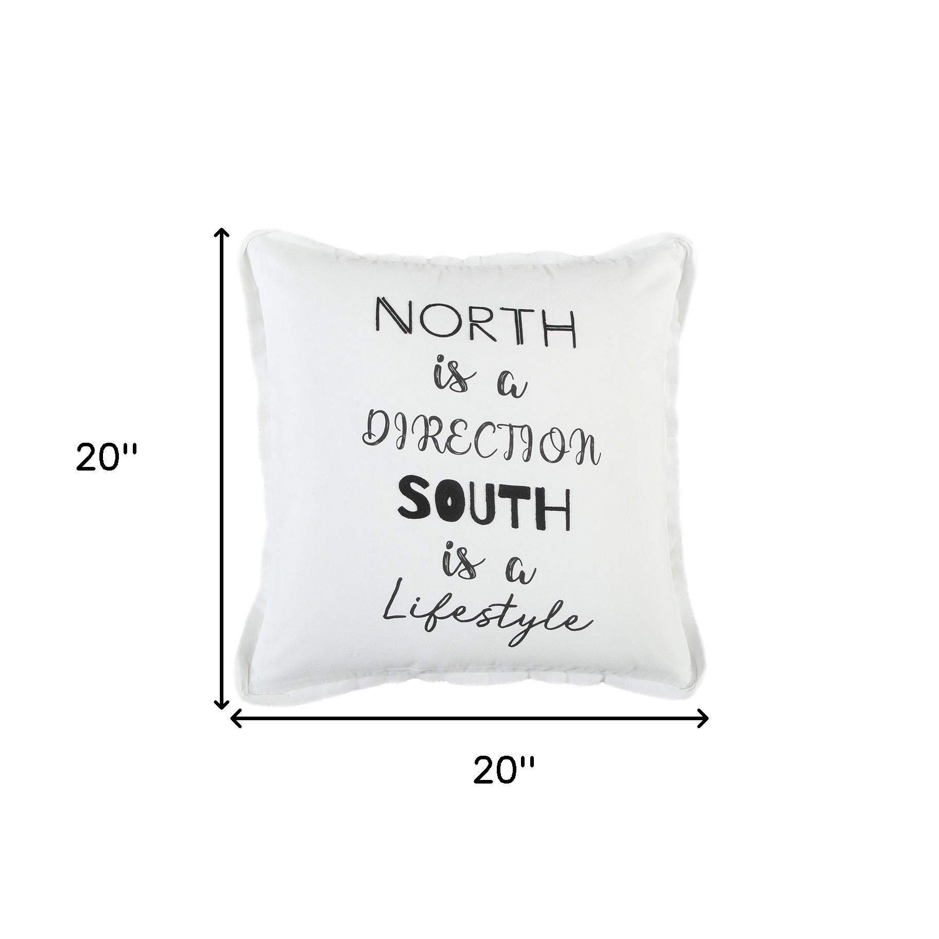 Black and White North South Font Play Throw Pillow - Homeroots - Flyclothing LLC