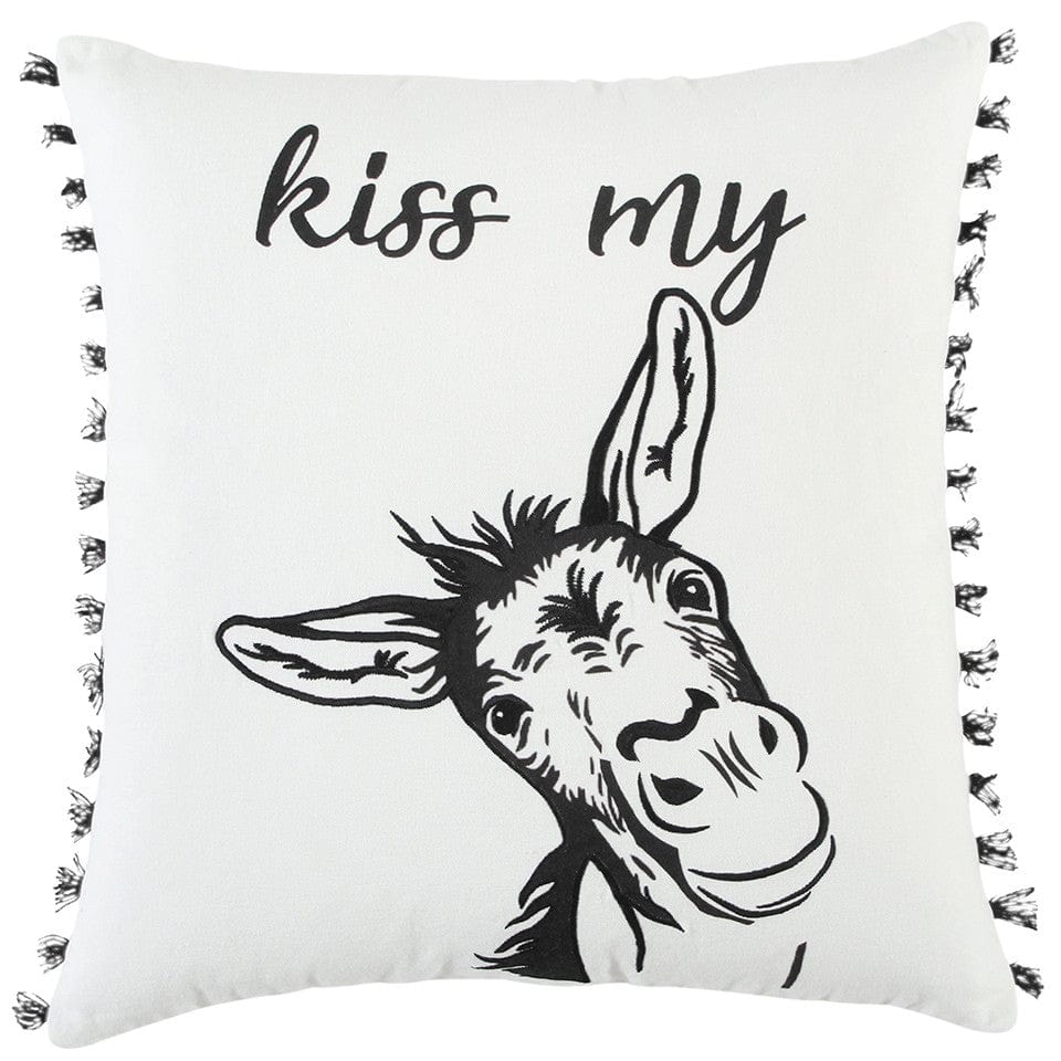 Black and White Humorous Donkey Throw Pillow - Homeroots