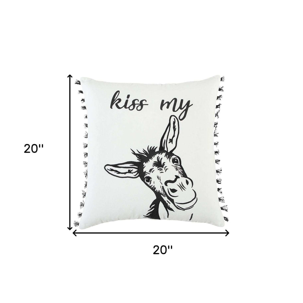Black and White Humorous Donkey Throw Pillow - Homeroots - Flyclothing LLC