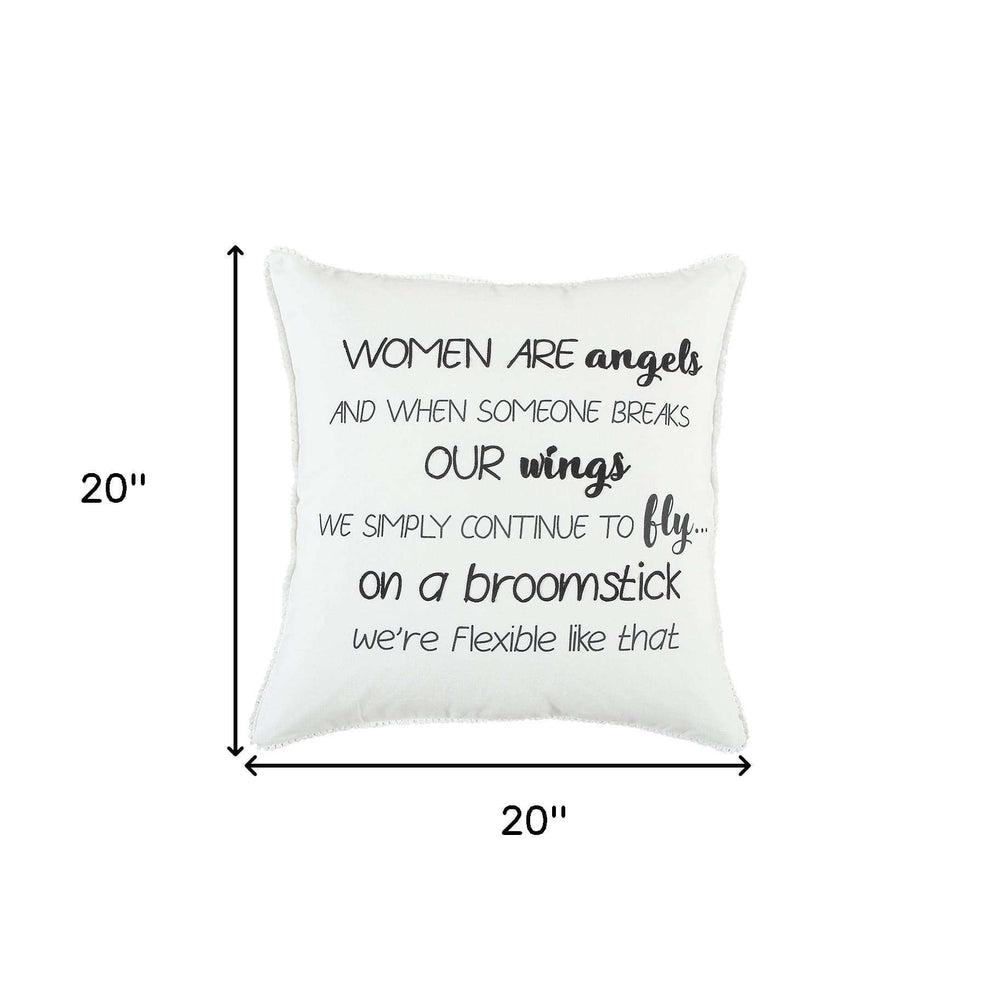 Black and White Women Are Angels Throw Pillow - Homeroots - Flyclothing LLC