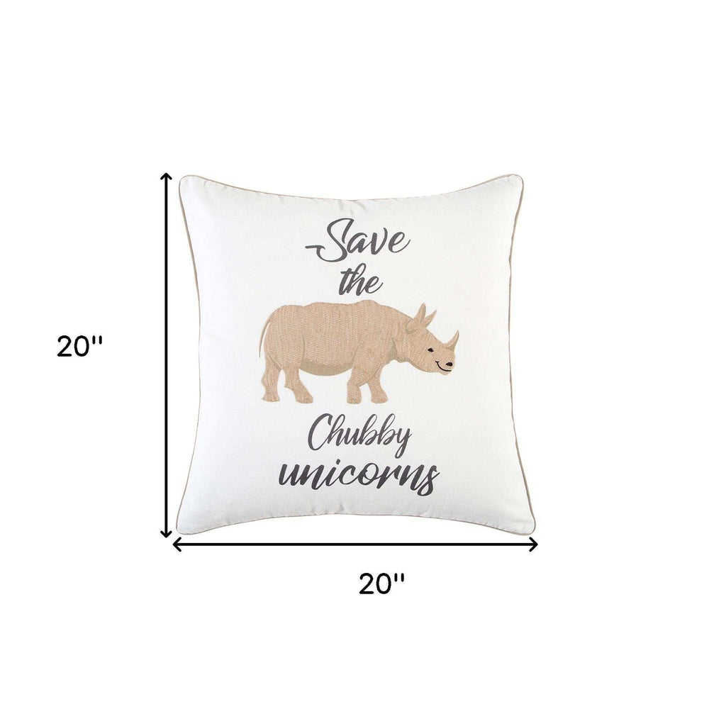 White Beige Chubby Unicorn Throw Pillow - Homeroots - Flyclothing LLC