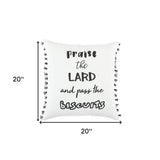 Black and White Praise The Lard Tasseled Throw Pillow - Homeroots - Flyclothing LLC
