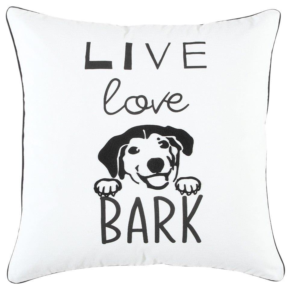 Black and White Live Love Bark Modern Throw Pillow - Homeroots