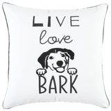 Black and White Live Love Bark Modern Throw Pillow - Homeroots